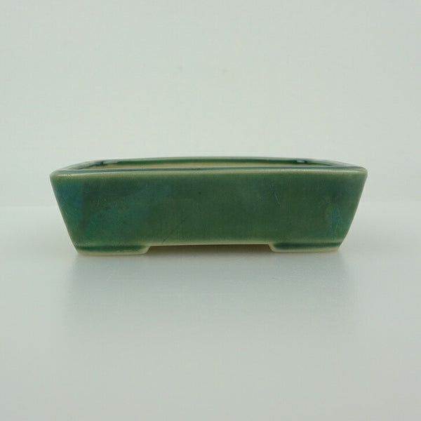 中古 盆栽鉢 青香 小鉢 長辺 約9.4cm 長方鉢 釉薬  中古鉢 f1201481741