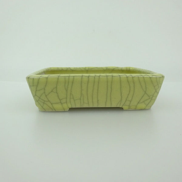 中古 盆栽鉢 青香 小鉢 長辺 約9.4cm 長方鉢 貫入 釉薬  中古鉢 h1201500233