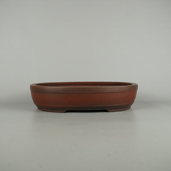 中古盆栽鉢 常滑 美芸造 中型 長辺 約 31cm 楕円鉢 上下帯 泥物  中古鉢 v1202019208