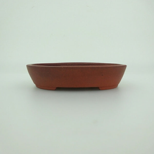 中古 盆栽鉢 青香 小鉢 長辺 約9.6cm 楕円鉢 泥物  中古鉢 s1201986487