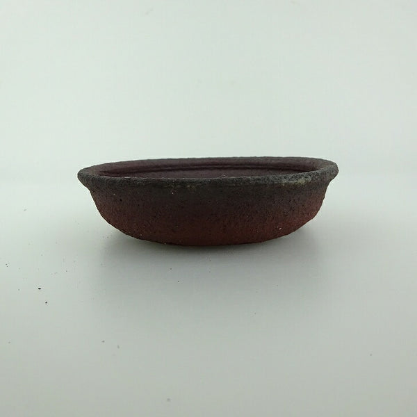 盆栽鉢 青香 小型 長辺 約10.9cm 丸鉢 泥物  新品 x1201982193