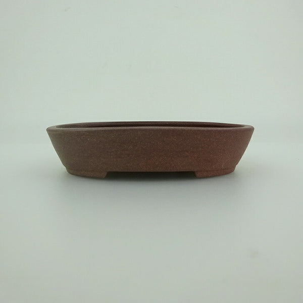 中古 盆栽鉢 青香 小鉢 長辺 約9.6cm 楕円鉢 泥物  中古鉢 m1201987131