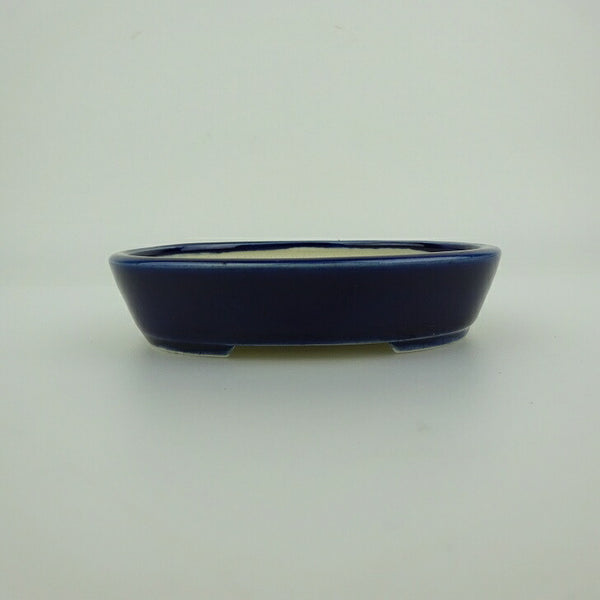 中古 盆栽鉢 青香 小鉢 長辺 約10cm 楕円鉢 釉薬  中古鉢 f1201990208