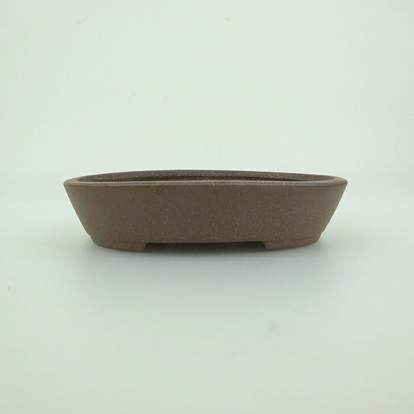 中古 盆栽鉢 青香 小鉢 長辺 約9.8cm 楕円鉢 泥物  中古鉢 q1201985234