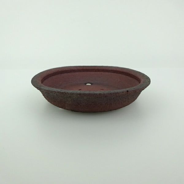 盆栽鉢 青香 小型 長辺 約11.6cm 丸鉢 泥物  新品 b1201994598