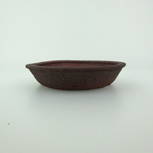 盆栽鉢 青香 小型 長辺 約11.4cm 丸鉢 泥物  新品 1201978891