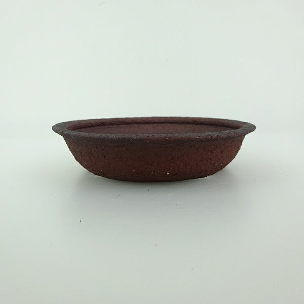 盆栽鉢 青香 小型 長辺 約11.3cm 丸鉢 泥物  新品 f1201984544