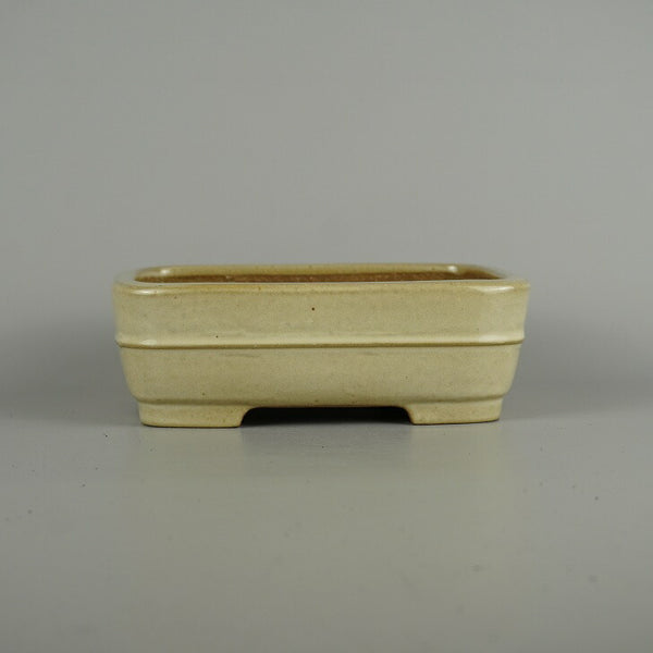 盆栽鉢 山房造 小型 長辺 約 19cm 長方鉢 撫角 中帯 釉薬  新品 u1202098981
