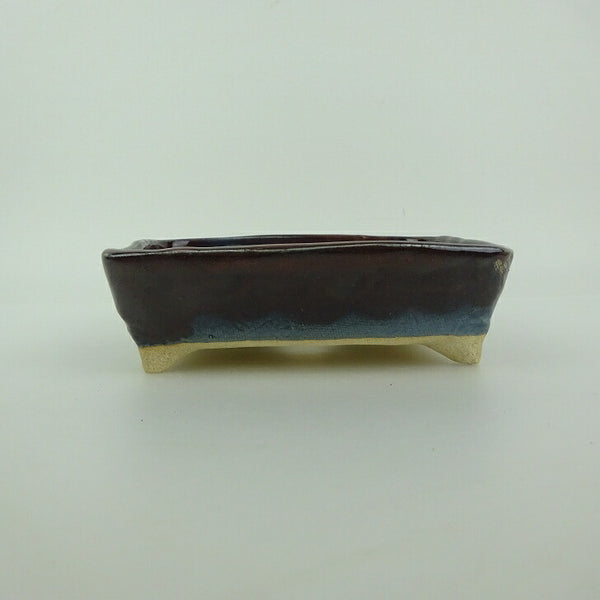 盆栽鉢 ゆうき祥石 小型 長辺 約 13.5cm 長方鉢 釉薬  新品 x1202077624
