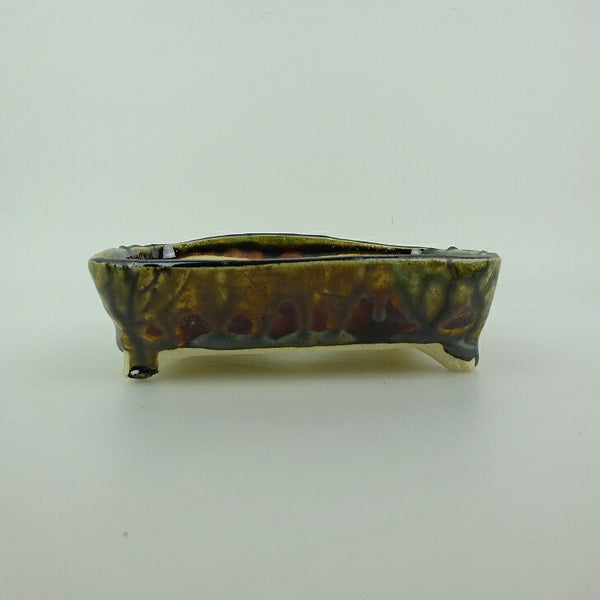 盆栽鉢 ゆうき祥石 小型 長辺 約 13.5cm 長方鉢 釉薬  新品 u1202105454