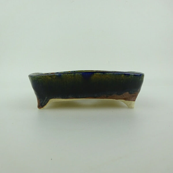 盆栽鉢 ゆうき祥石 小型 長辺 約 13.8cm 長方鉢 釉薬  新品 1202076235