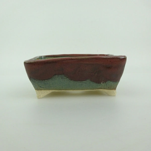 盆栽鉢 ゆうき祥石 小型 長辺 約 11.8cm 長方鉢 釉薬  新品 x1202077796