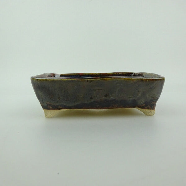 盆栽鉢 ゆうき祥石 小型 長辺 約 13.5cm 長方鉢 釉薬  新品 e1202082136