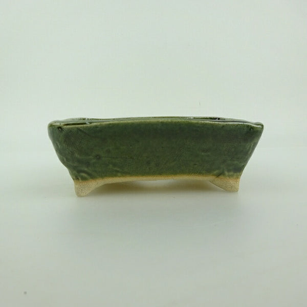 盆栽鉢 ゆうき祥石 小型 長辺 約 11.6cm 長方鉢 釉薬  新品 l1202090575