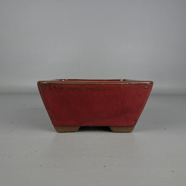 盆栽鉢 落款なし 小型 長辺 約 13.8cm 正方鉢 釉薬 中国鉢 新品 数量物 h1202115368