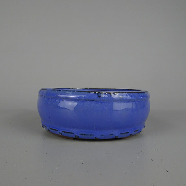 盆栽鉢 落款なし 小型 長辺 約 16cm 丸鉢 釉薬 中国鉢 新品 数量物 s1202104308