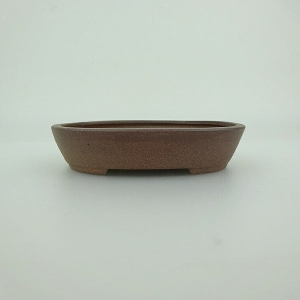 中古 盆栽鉢 青香 小鉢 長辺 約9.6cm 楕円鉢 泥物  中古鉢 s1202103634