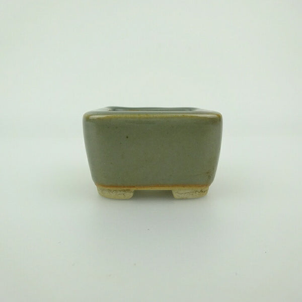 盆栽鉢 青香 豆鉢 長辺 約4.4cm 正方鉢 釉薬 p1202251130