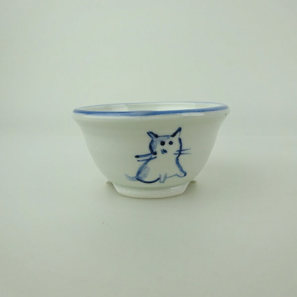 盆栽鉢 ゆうき祥石 小鉢 長辺 約 7cm 丸鉢 絵鉢 猫 ネコ ねこ 釉薬 鑑賞用 観賞用  新品 g1202261017