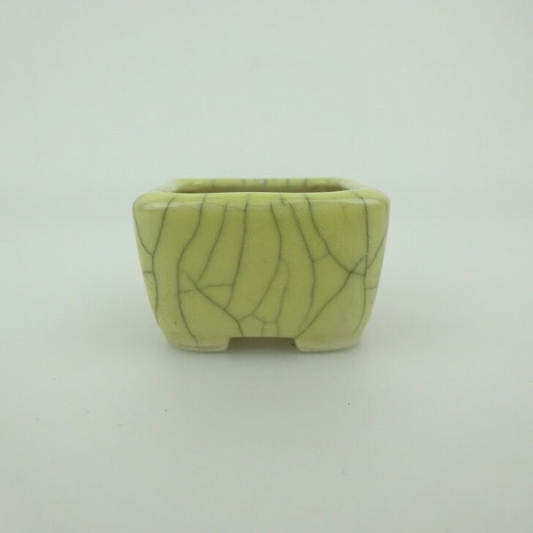 盆栽鉢 青香 豆鉢 長辺 約4.5cm 正方鉢 貫入 釉薬 m1202242199