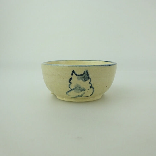 盆栽鉢 ゆうき祥石 小鉢 長辺 約 6.5cm 丸鉢 絵鉢 落款なし 猫 ネコ ねこ 足跡 肉球 釉薬 鑑賞用 観賞用  新品 l1202254651