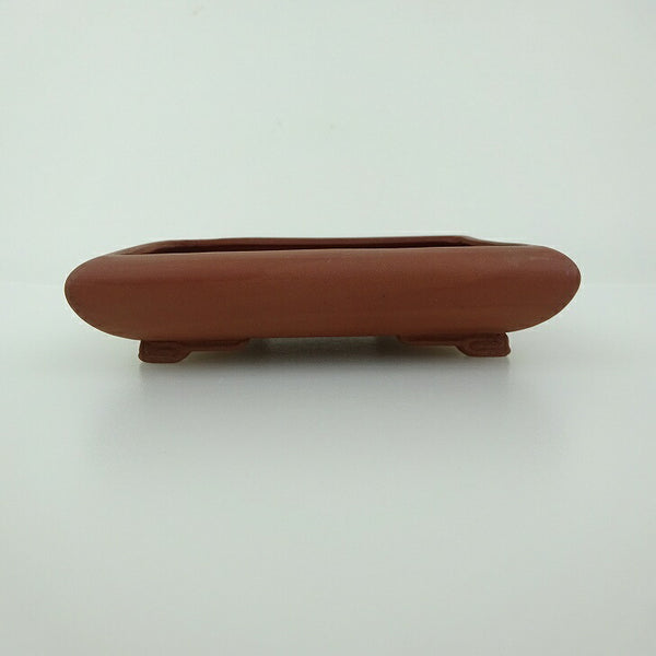 中古 盆栽鉢 青香 小型 長辺 約11.5cm 長方鉢 段足 泥物  中古鉢 b1202369528