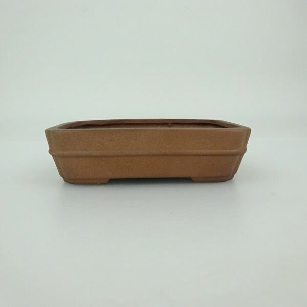 中古 盆栽鉢 青香 小鉢 長辺 約 9.4cm 長方鉢 隅入 中帯 泥物  中古鉢 f1202360699