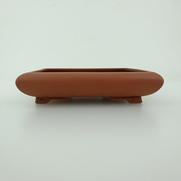 中古 盆栽鉢 青香 小型 長辺 約11.8cm 長方鉢 段足 泥物  中古鉢 v1202395701