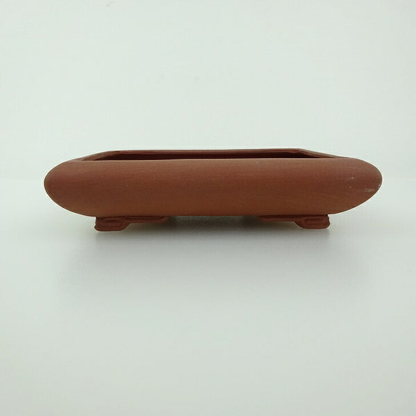 中古 盆栽鉢 青香 小型 長辺 約11.7cm 長方鉢 段足 泥物  中古鉢 f1202365873