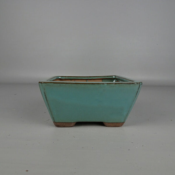 盆栽鉢 落款なし 小型 長辺 約 13.5cm 正方鉢 釉薬 中国鉢 新品 数量物 p1202390003