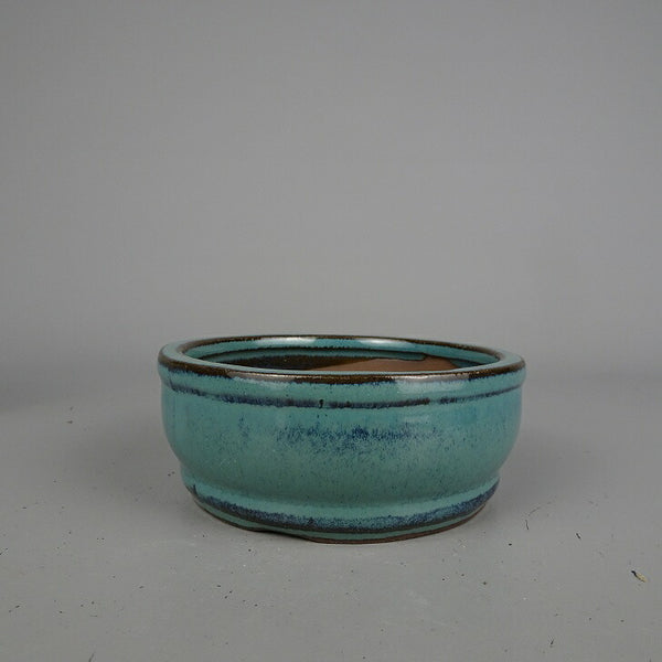 盆栽鉢 落款なし 小型 長辺 約 10.5cm 丸鉢 釉薬 中国鉢 新品 数量物 d1202697612