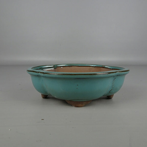 盆栽鉢 落款なし 小型 長辺 約 16cm 木瓜鉢 外縁 釉薬 中国鉢 新品 数量物 q1202692800