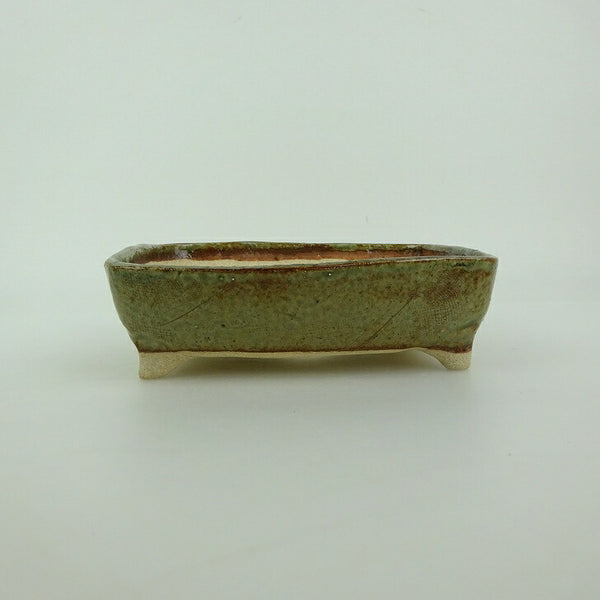 盆栽鉢 ゆうき祥石 小型 長辺 約 13.3cm 長方鉢 釉薬  新品 c1202698401