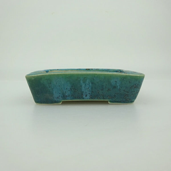 盆栽鉢 青香 小鉢 長辺 約9.3cm 長方鉢 釉薬 b1202701620