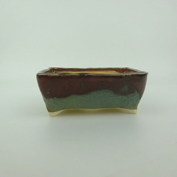 盆栽鉢 ゆうき祥石 小型 長辺 約 11.5cm 長方鉢 釉薬  新品 b1202698786