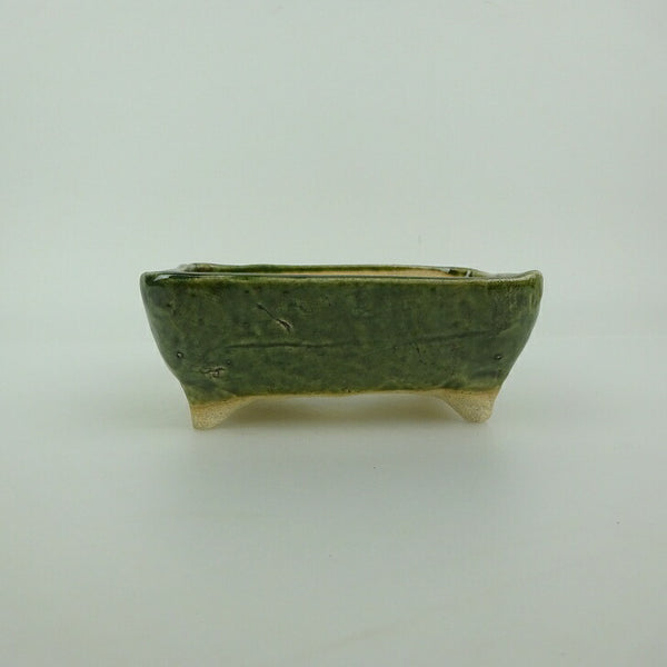 盆栽鉢 ゆうき祥石 小型 長辺 約 11.8cm 長方鉢 釉薬  新品 u1202713754