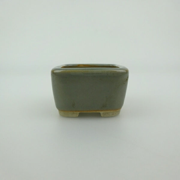中古 盆栽鉢 青香 豆鉢 長辺 約4.5cm 正方鉢 釉薬  中古鉢 f1202696866