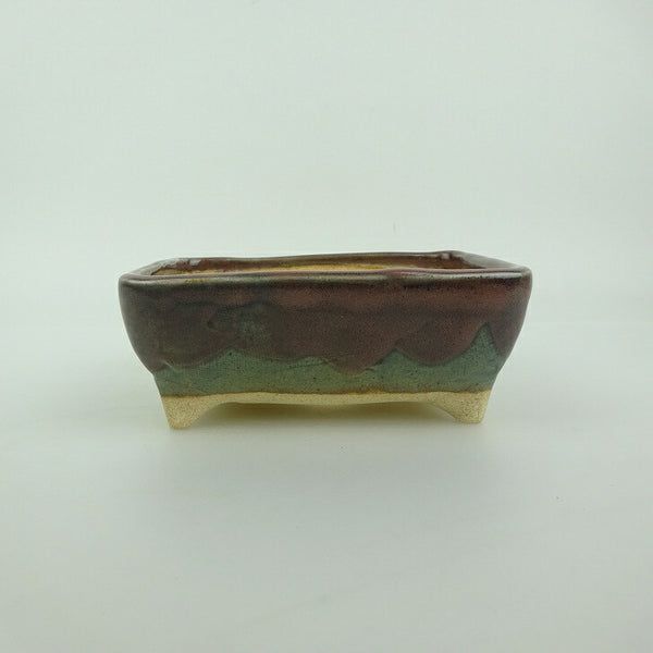 盆栽鉢 ゆうき祥石 小型 長辺 約 11.9cm 長方鉢 釉薬  新品 d1202701091