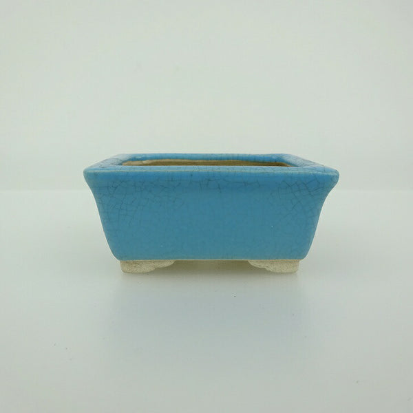 中古 盆栽鉢 青香 小鉢 長辺 約6cm 長方鉢 縁付 釉薬  中古鉢 g1202705072