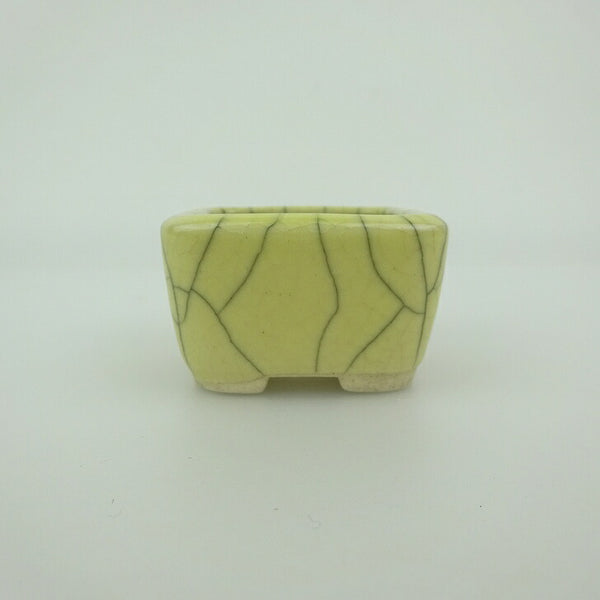 中古 盆栽鉢 青香 豆鉢 長辺 約4.6cm 正方鉢 貫入 釉薬  中古鉢 q1202696066