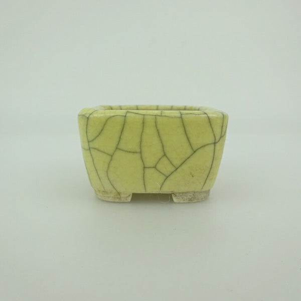 中古 盆栽鉢 青香 豆鉢 長辺 約4.6cm 正方鉢 貫入 釉薬  中古鉢 f1202692135