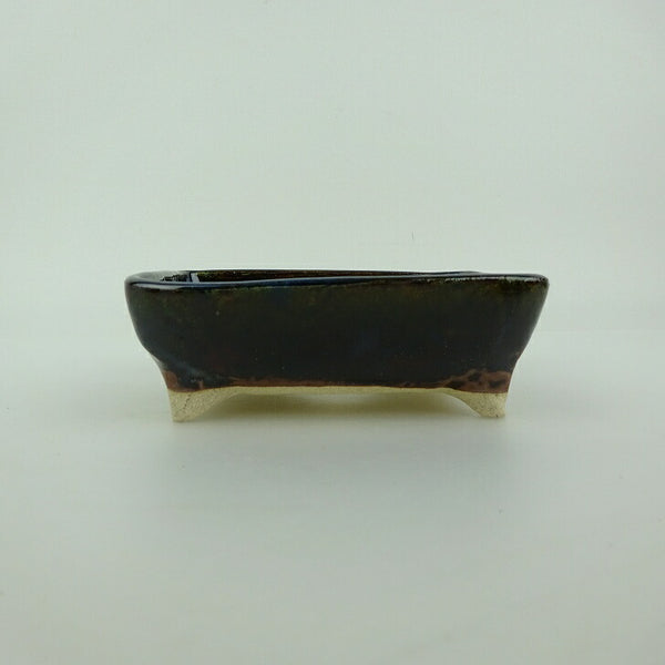 盆栽鉢 ゆうき祥石 小型 長辺 約 11.3cm 長方鉢 釉薬  新品 u1202710866