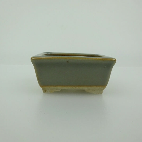 中古 盆栽鉢 青香 小鉢 長辺 約5.9cm 長方鉢 縁付 釉薬  中古鉢 n1202692263