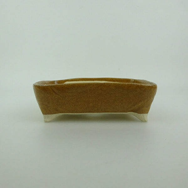 盆栽鉢 ゆうき祥石 小型 長辺 約 14cm 長方鉢 釉薬  新品 x1202687496