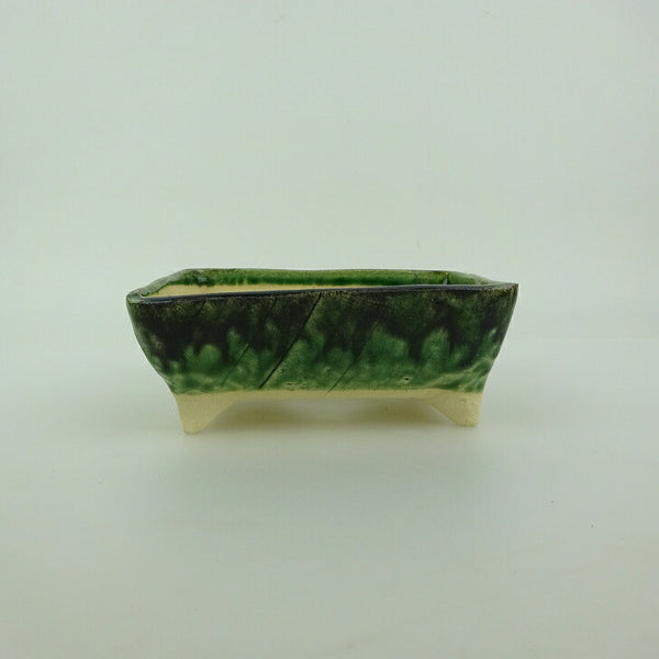 盆栽鉢 ゆうき祥石 小型 長辺 約 11.8cm 長方鉢 釉薬  新品 o1202706080