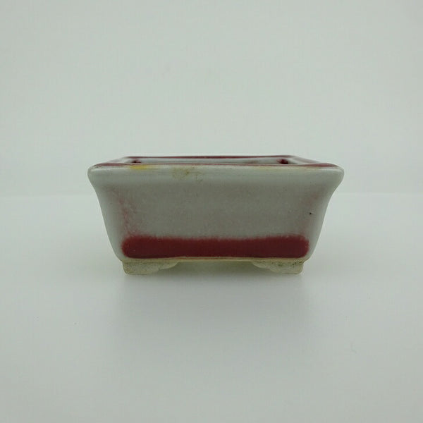 中古 盆栽鉢 青香 小鉢 長辺 約5.8cm 長方鉢 縁付 釉薬  中古鉢 n1202692505