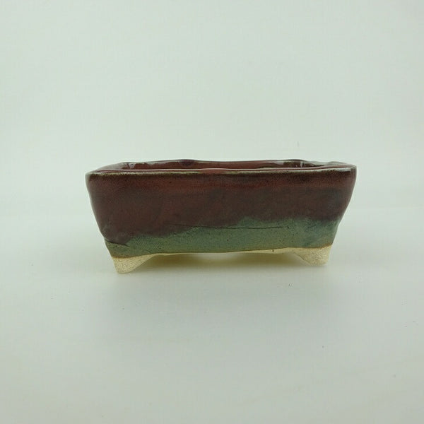 盆栽鉢 ゆうき祥石 小型 長辺 約 11.8cm 長方鉢 釉薬  新品 1202683280