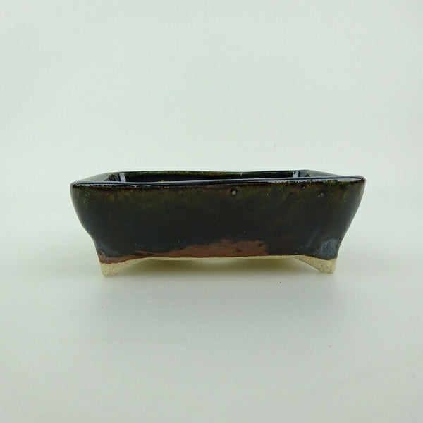 盆栽鉢 ゆうき祥石 小型 長辺 約 10.3cm 長方鉢 釉薬  新品 d1202704926