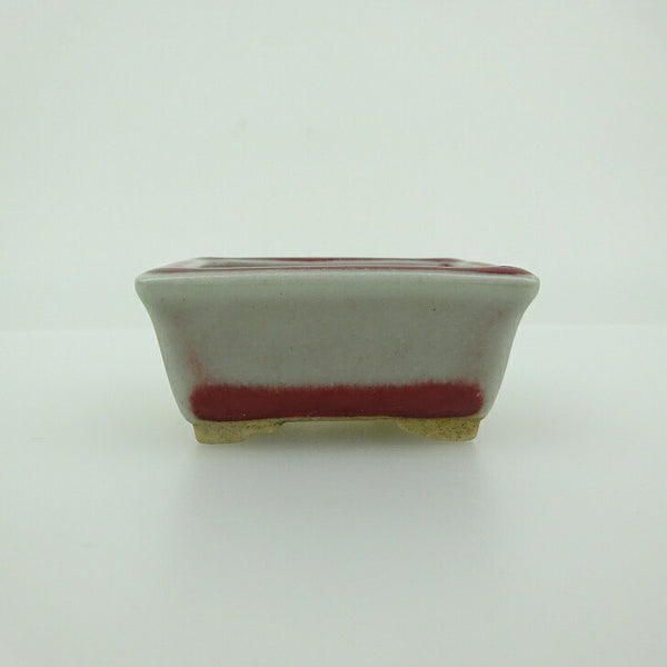 中古 盆栽鉢 青香 小鉢 長辺 約5.8cm 長方鉢 縁付 釉薬  中古鉢 x1202694154