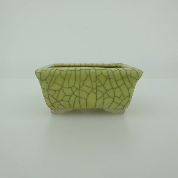 中古 盆栽鉢 青香 小鉢 長辺 約6cm 長方鉢 縁付 貫入 釉薬  中古鉢 f1202687348